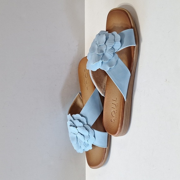 Soul Naturalizer (NEW) Blue Joyful Coquette Flower Comfort Sandals Size 9.5 - Picture 3 of 13